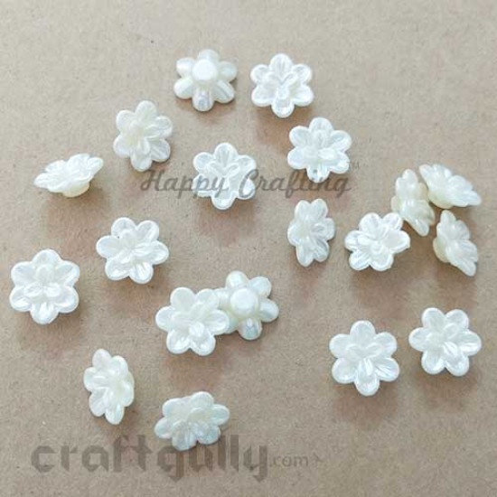 Acrylic Beads 11mm - Flower #1 - Cream - Pack of 20