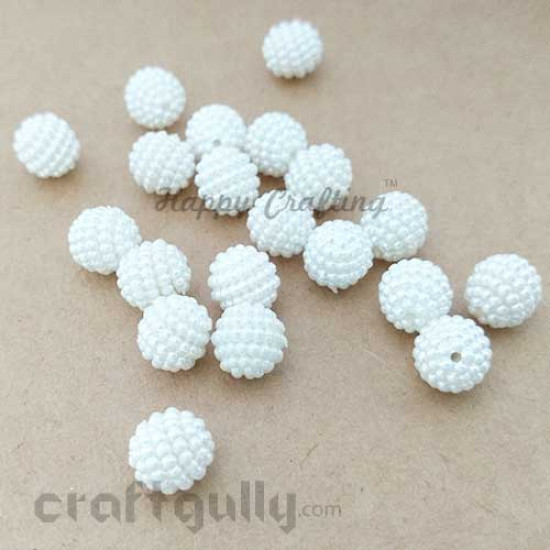 Acrylic Beads 10mm - Texture#2 - Ivory - Pack of 20