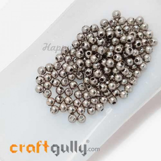 Seed Beads 3mm - Acrylic - Silver Oxidised - 5gms