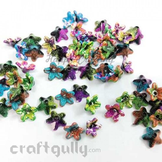 Bead Caps 4mm - Acrylic Flower - Splattered Assorted - Pack of 60