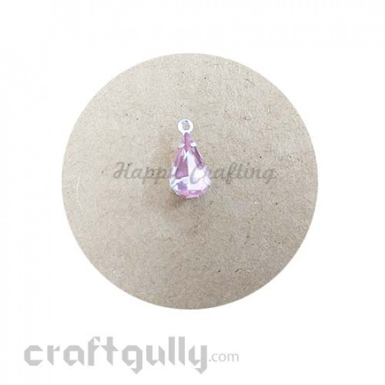 Charms 12mm - Glass  - Drop Stone With Prong Setting - Baby Pink - Pack of 1