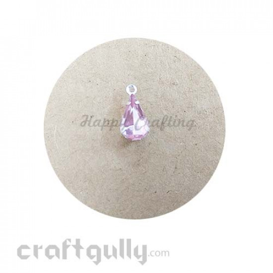 Charms 12mm - Glass - Drop Stone With Prong Setting - Baby Pink - Pack of 1 Charms 12mm - Glass - Drop Stone With Prong Setting - Baby Pink - Pack of 1