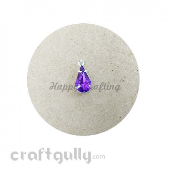 Charms 12mm - Glass - Drop Stone With Prong Setting - Purple - Pack of 1 Charms 12mm - Glass - Drop Stone With Prong Setting - Purple - Pack of 1
