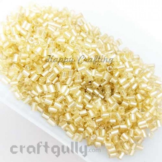 Seed Beads 3mm - Glass - Hexagonal - Metal Lined Golden - 25gms