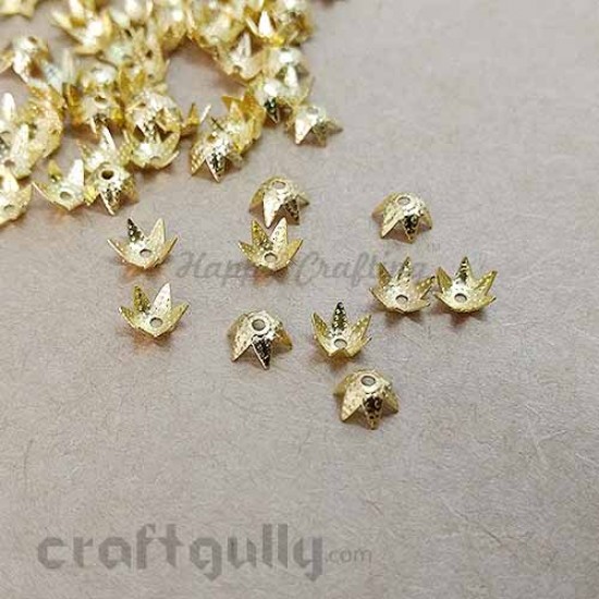 Bead Caps 6mm - Star - Golden Finish - 10gms