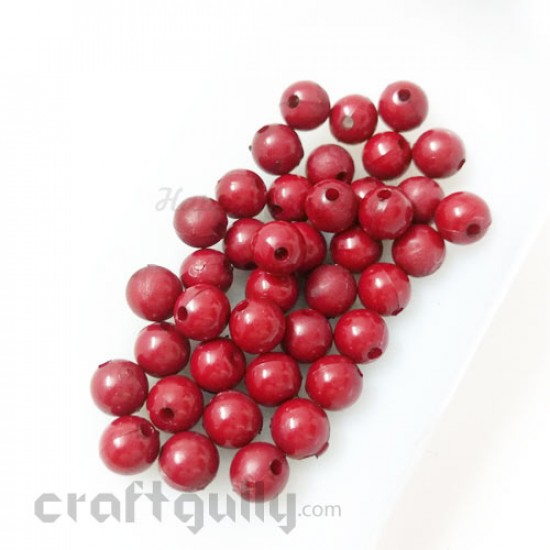 Acrylic Beads 7mm - Round - Dark Red - Pack of 40