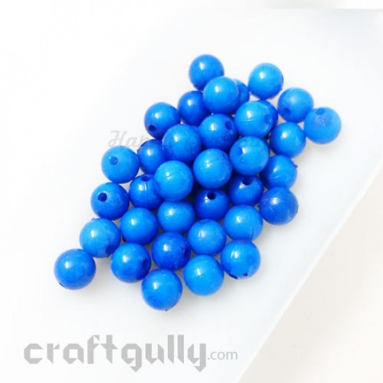 Acrylic Beads 7mm - Round - Ink Blue Shaded - Pack of 40