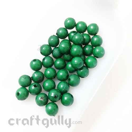 Acrylic Beads 7mm - Round - Dark Green - Pack of 40