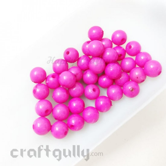 Acrylic Beads 7mm - Round - Dark Pink - Pack of 40