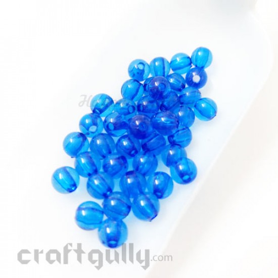 Acrylic Beads 7mm - Round Transparent - Ink Blue - Pack of 40