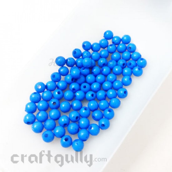 Acrylic Beads 4mm Round - Cobalt Blue - 5gms