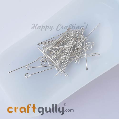 Eye Pins 26mm - Silver Finish - Pack of 50