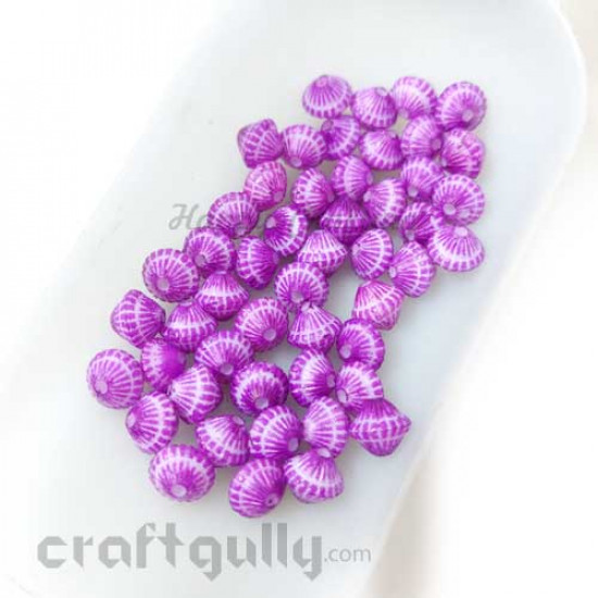 Acrylic Beads 6mm - Bicone with Lines - Purple - Pack of 50