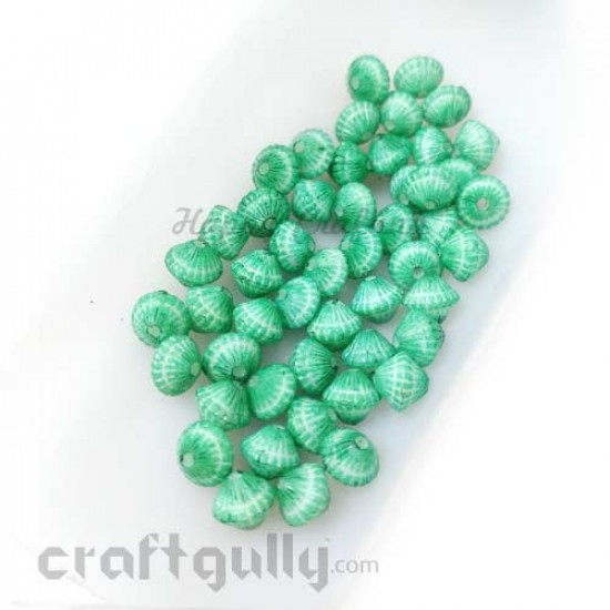 Acrylic Beads 6mm - Bicone with Lines - Bottle Green - Pack of 50