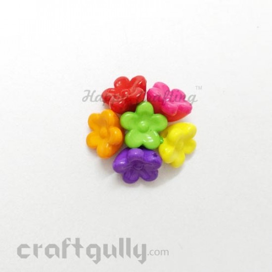 Acrylic Beads 10mm - Flower #3 - Purple - Pack of 30