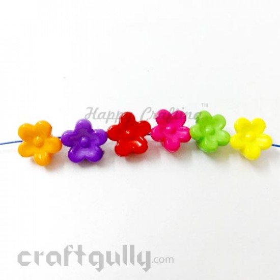Acrylic Beads 10mm - Flower #3 - Candy Pink - Pack of 30