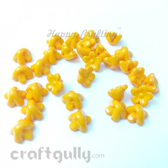 Acrylic Beads 10mm - Flower #3 - Light Orange - Pack of 30