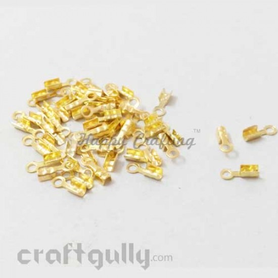 Crimp Ends 7mm - Fold Over With Loop - Golden Finish - 5gms