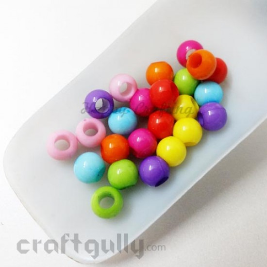 Acrylic Beads 8mm - Round With Large Hole - Assorted  - Pack of 24