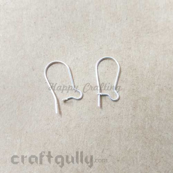 Earring Loops / Kidney Hooks 16mm - Silver Finish - 5 Pairs