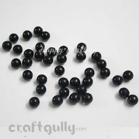 Acrylic Beads 5mm - Round - Black - Pack of 50