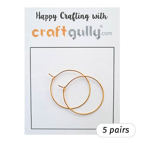 Earring Hoops 35mm - Golden Finish - 5 Pairs