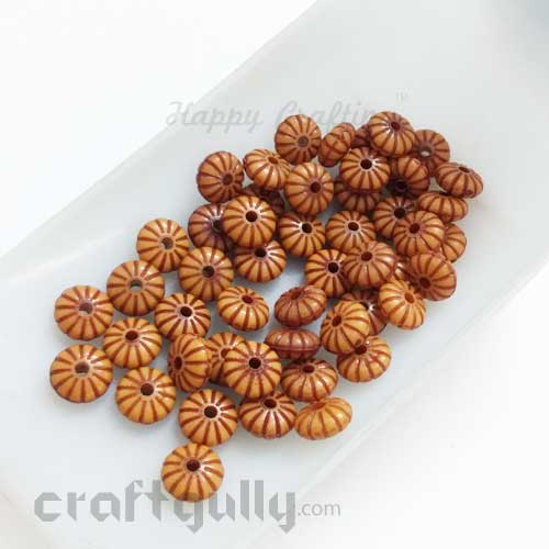 Acrylic Beads 3mm Spacers - Disc With Lines - Wood Finish #6 - Pack of 50