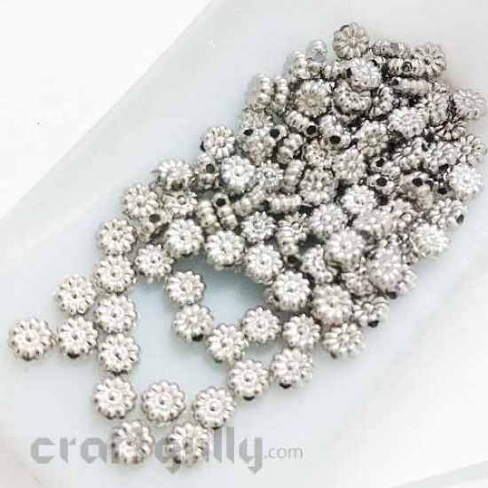 Acrylic Beads 5mm - Flower #5 Mini - Oxidised Silver Finish - 5gms