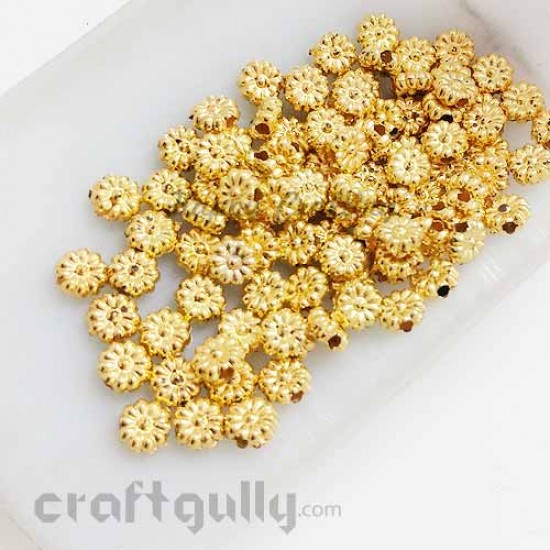 Acrylic Beads 5mm - Flower #5 Mini - Golden Finish - 5gms