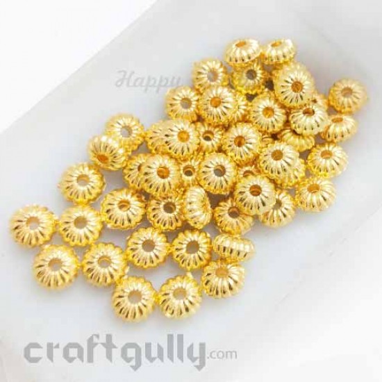 Acrylic Beads 4mm Spacers - Flower #6 - Golden - Pack of 50