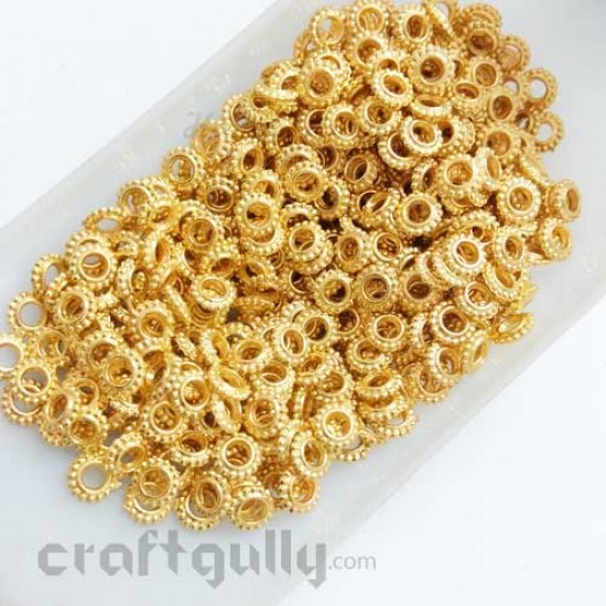 Acrylic Beads 5mm Spacers - Ring - Golden Finish - 10gms