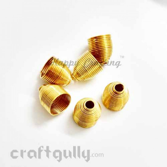 Bead Caps 9mm - Spring Dome - Golden Finish - Pack of 6