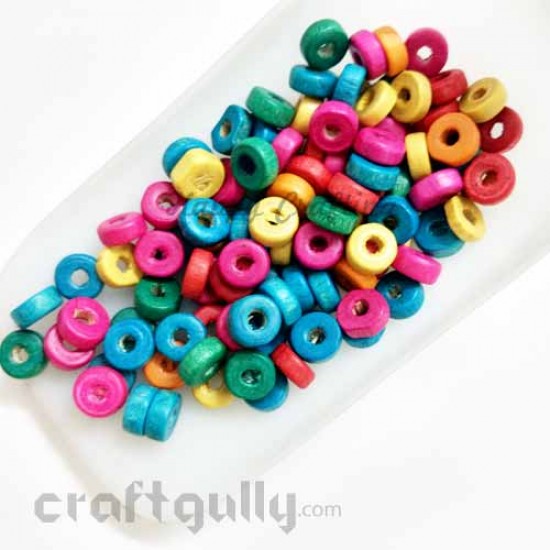 Wooden Beads 3mm - Disc - Assorted - 10 gms