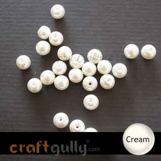 Acrylic Beads 9mm - Round - Faux Pearl - Cream - Pack of 20