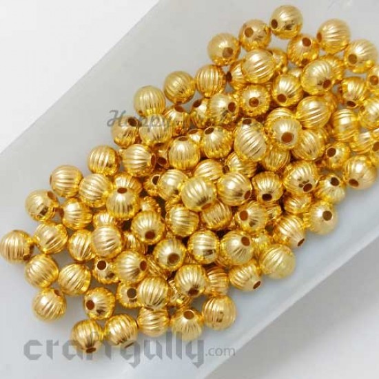 Acrylic Beads 6mm - Pumpkin - Golden Finish - 20gms/ 180 Beads