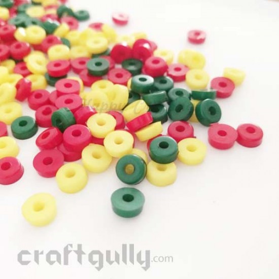 Acrylic Beads 2mm - Flat Disc - Dark Green - Pack of 30