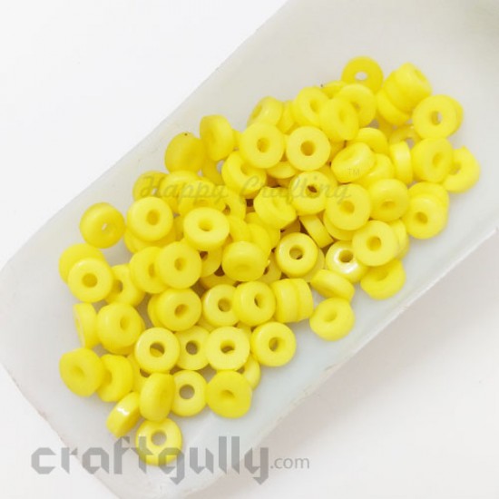 Acrylic Beads 2mm - Flat Disc - Sunflower Yellow - Pack of 30