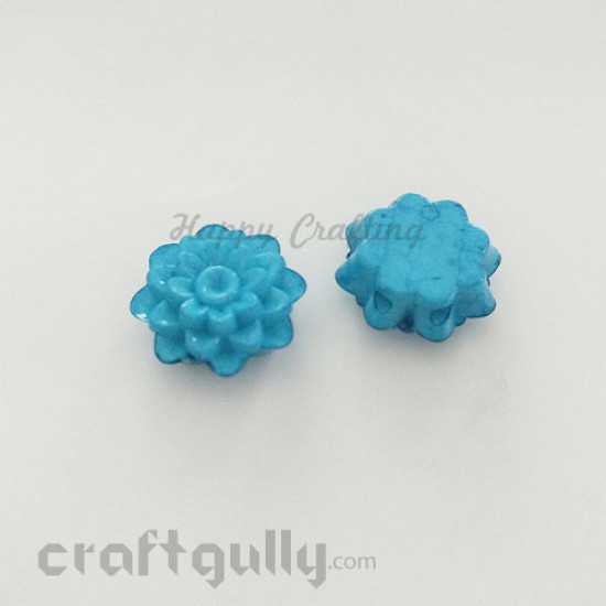 Acrylic Beads 20mm Spacer - 2 String Flower #7 - Blue - 1 Pcs