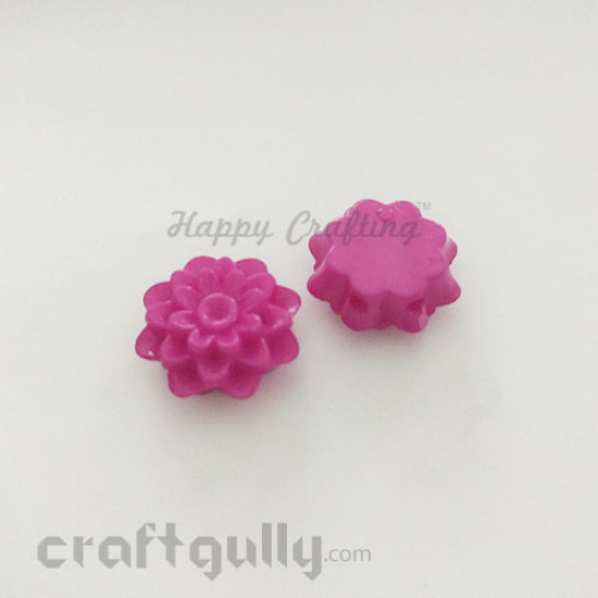 Acrylic Beads 20mm Spacer - 2 String Flower #7 - Dark Pink - 1 Pcs