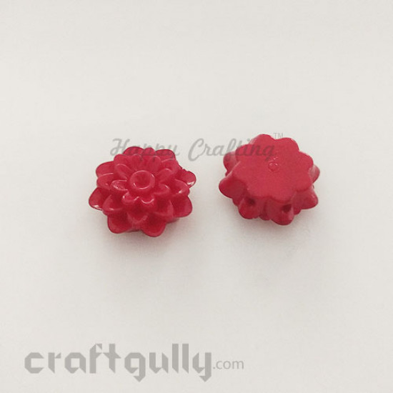 Acrylic Beads 20mm Spacer - 2 String Flower #7 - Red - 1 Pcs