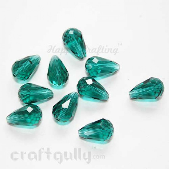 Glass Beads 12mm - Drop Faceted - Teal - Pack of 20
