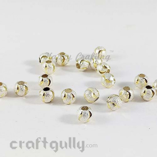 Metal Beads 8mm - Designer #10 - Silver & Golden - Pack of 10