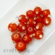 Glass Beads 8mm - Round With Kundan - Dark Orange - Pack of 2