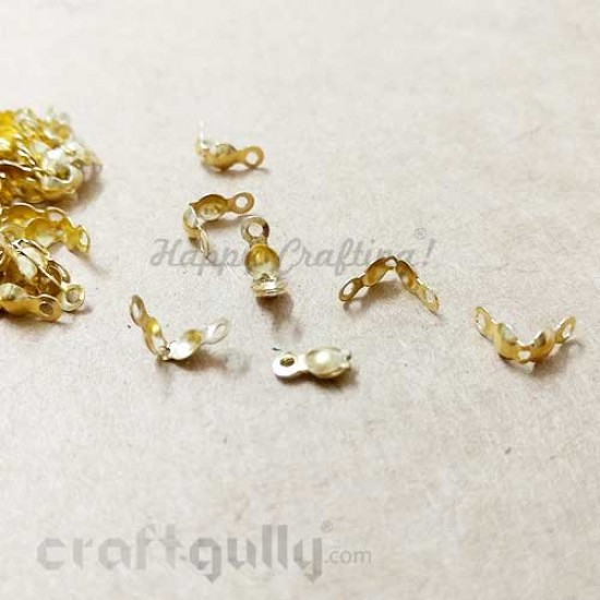 Crimp Ends 8mm - Clamshells / Calottes - Golden Finish - 10gms