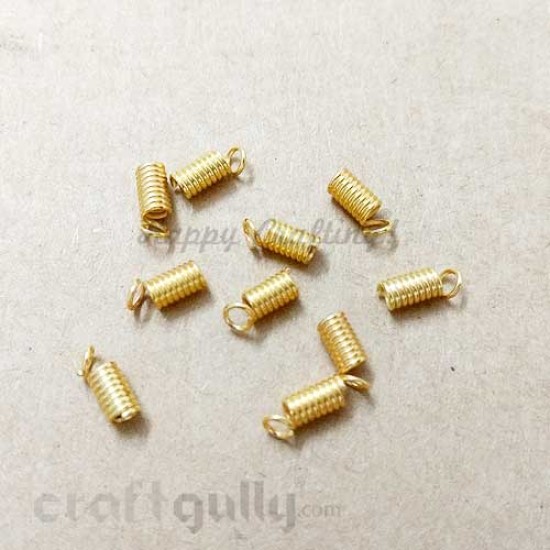 Cord Ends 10mm - Spring - Golden Finish - Pack of 10