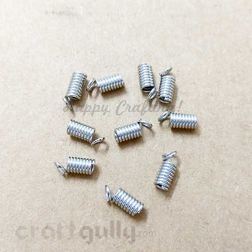 Cord Ends 10mm - Spring - Silver Finish - Pack of 10