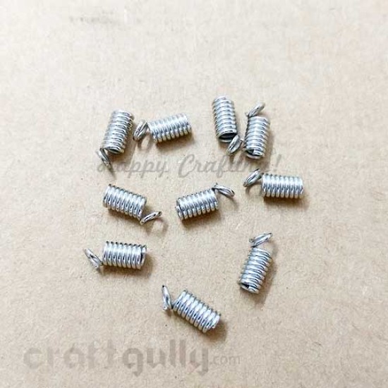 Cord Ends 10mm - Spring - Silver Finish - Pack of 10