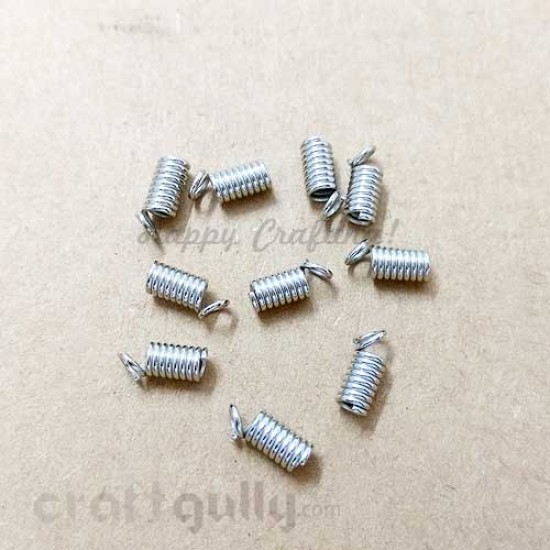 Cord Ends 10mm - Spring - Silver Finish - Pack of 50