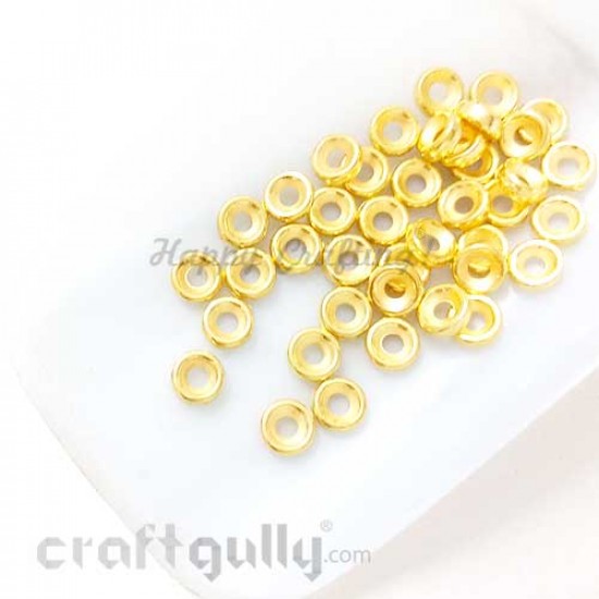 Acrylic Beads 5mm - Spacer - Disc - Golden - Pack of 40