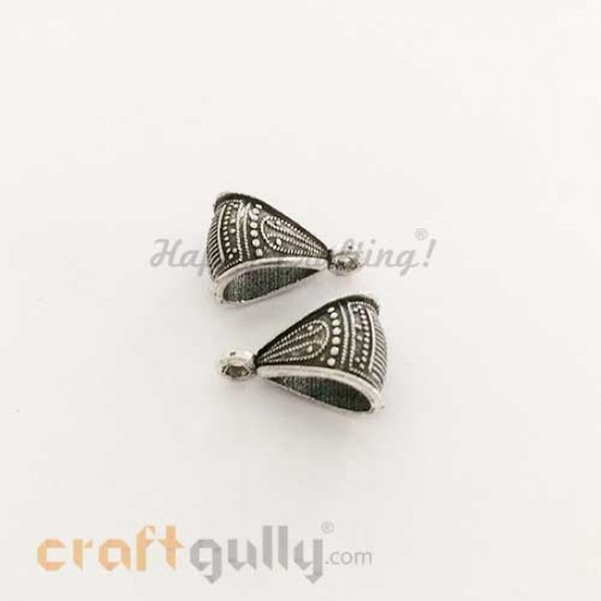 Bails 17mm - Design #3 - Triangular - Silver Oxidised Finish - Pack of 2